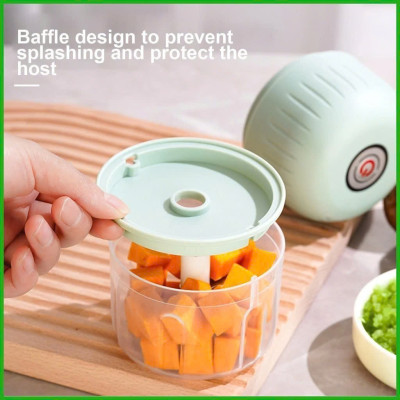 Máy xay tỏi ớt bằng tay lực nghiền mạnh với 2 lưỡi dao thép không gỉ SẠC ĐIỆN 