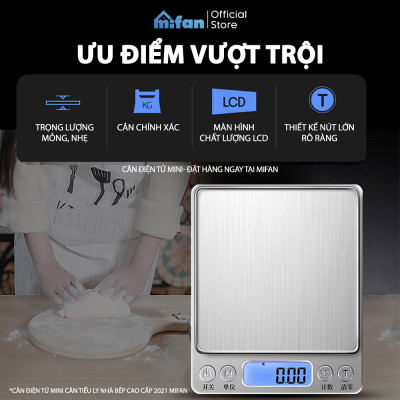 Cân Điện Tử Mini Cao Cấp 2024 MIFAN 0.01g - 3kg - Nhỏ Gọn, Siêu Chính Xác, Thép Không Gỉ, Màn LCD -Tặng 2 Đĩa Cân Và Pin