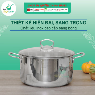 Bộ nồi inox Fivestar 3 đáy từ 18cm và 24cm nắp kính