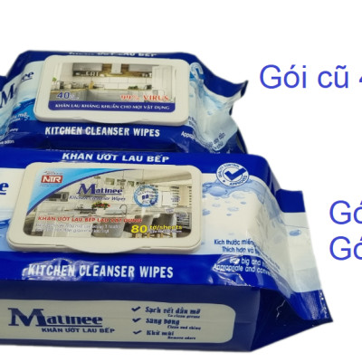 Khăn Ướt Lau Bếp Matinee - 80 tờ khăn to và dày (gói mới)