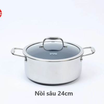 Bộ 5 nồi chảo iMat Hybrid Blackcube, phủ chống dính gốm - Ceramic lòng xanh