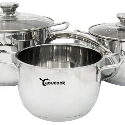 Bộ Nồi Inox You Cook 3 Đáy Thân Bầu  18-20-24cm