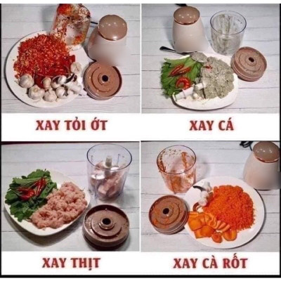 Máy xay thực phẩm nhà bếp  với 4 lưỡi dao siêu tốc nhỏ gọn và tiện lợi tiết kiệm thời gian 