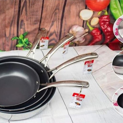 Chảo chống dính inox cao cấp 2 lớp đáy liền Tri-max size 20cm mã 3737[Elmich - 3737 size 20cm] 