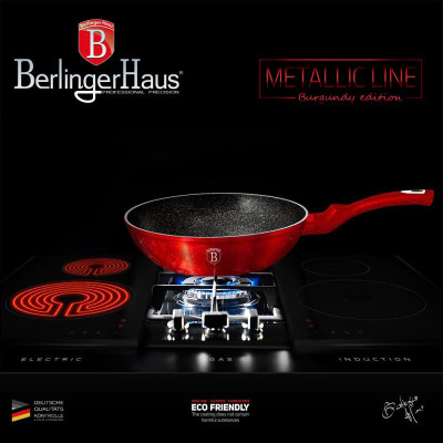 Chảo sâu lòng Berlinger Haus BH/1267N 28cm lớp chống dính phủ đá màu đỏ – Metallic Line Burgundy Edition Hàng chính hãng