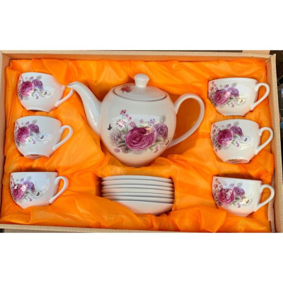 Bộ ấm chén pha trà kèm đĩa lót tách học tieeys hoa xinh xắn ( Giao ngẫu nhiên ) 