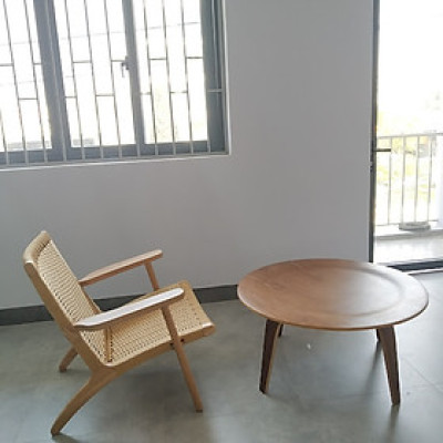 Ghế sofa đơn nệm đan dây màu tự nhiên CH25 Nội thất Capta Ghế thư giãn gỗ ash cao cấp có nệm ngồi và lưng tựa nệm mây đan 