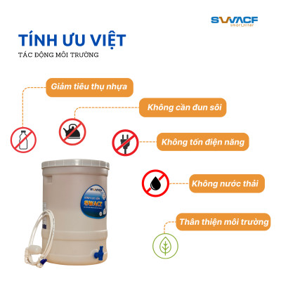 Compo 2 bình lọc nước uống trực tiếp SWACF 20L | CWFLT, lõi lọc 10L, tốc độ lọc 2 - 4 lít/giờ, giữ khoáng thiết yếu