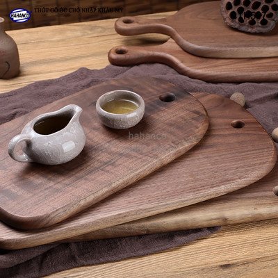 Thớt Chữ Nhật Đầu Tròn Gỗ Óc Chó Nhập Khẩu Mỹ liền khối - trang trí bàn ăn/ khay bánh mì/trái cây tráng miệng/bít tết/ Kê Thức Ăn Khi Thái/Pizza/Decor/chụp ảnh sản phẩm /Bánh/Beef Steak - CTH507