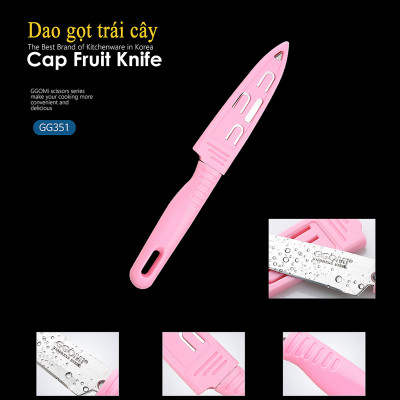 [HÀNG CHÍNH HÃNG] Dao gọt trái cây có nắp bảo vệ GGOMi Hàn Quốc GG351 dài 20.5cm bằng thép không gỉ. Nhiều màu lựa chọn
