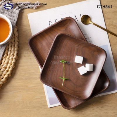 Đĩa vuông gỗ Óc Chó nhập khẩu Mỹ nguyên khối - hàng Xuất Khẩu Châu Âu - CTH541 - đựng đồ ăn/trang trí  - đĩa bánh mì/trái cây/ bít tết/ pizza/ phụ kiện chụp ảnh, bày món ăn trong nhà hàng - Sang trọng trên bàn ăn