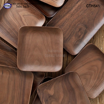 Đĩa vuông gỗ Óc Chó nhập khẩu Mỹ nguyên khối - hàng Xuất Khẩu Châu Âu - CTH541 - đựng đồ ăn/trang trí  - đĩa bánh mì/trái cây/ bít tết/ pizza/ phụ kiện chụp ảnh, bày món ăn trong nhà hàng - Sang trọng trên bàn ăn