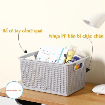 Rổ nhựa đan mây đa năng đựng đồ tiện dụng 3 size