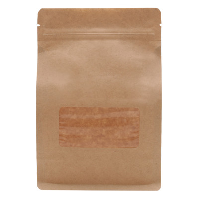 1 ký Túi Zip Giấy Kraft Nâu Đáy Bằng- 8 cạnh  Có Cửa Sổ
