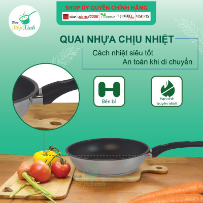 Chảo chống dính Fivestar và nắp kính tặng 5 muỗng