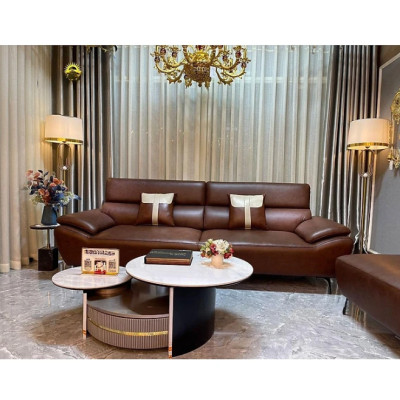 Sofa băng da bò Italy Tundo màu nâu SFBCT21 2m6 hàng cao cấp chuẩn da bò nhập khẩu Ý