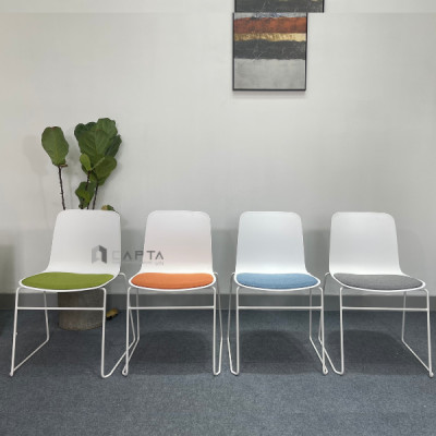 Ghế tiếp khách thân nhựa chân vòng có nệm hiện đại Ghế ngồi học bài làm việc nhỏ gọn CC1552-P HCM