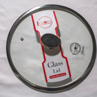 Nắp vung nồi chảo kính cường lực viền inox Lyncen xuất Nhật size 16/18/20/22/24/26/28/30cm 