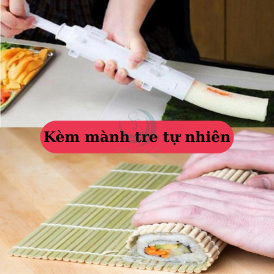 Ống Nén Sushi Thông Minh Kèm Thảm Cuộn Dụng Cụ Làm Sushi Siêu Nhanh - Combo Ống & Mành Cuộn