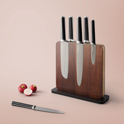 Bộ dao 7 món kèm giá đỡ LocknLock CKK804 - 6 dao - giá đỡ gỗ