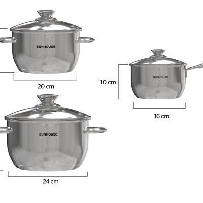 Bộ nồi inox 5 đáy Sunhouse SHG688 - Hàng Chính Hãng
