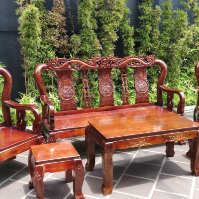 Bộ bàn ghế salon gỗ Tràm Tay 8 Đỉnh rồng