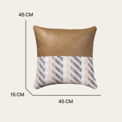 Gối sofa tựa lưng hình vuông cao cấp, kết hợp da bò thật và vải DVH6004Z | REEKO