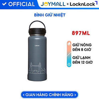 Bình Giữ Nhiệt Lock&Lock RigaTumbler màu xám LHC4160GRY dung tích 897ml - Hàng chính hãng, thép không gỉ - JoyMall