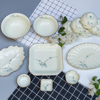 Bộ sản phẩm đồ ăn vẽ hoa sen gốm sứ Bát Tràng( 14 món)