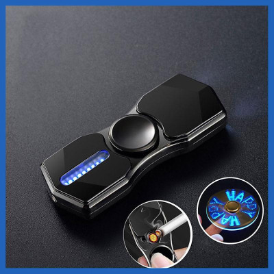 Vỏ Hột Quẹt Bật Lửa Hồng Ngoại Kiêm Đèn Pin Sạc Điện USB Kiểu Dáng Con Quay Spinner Tạo 12 Hiệu Ứng Đèn LED