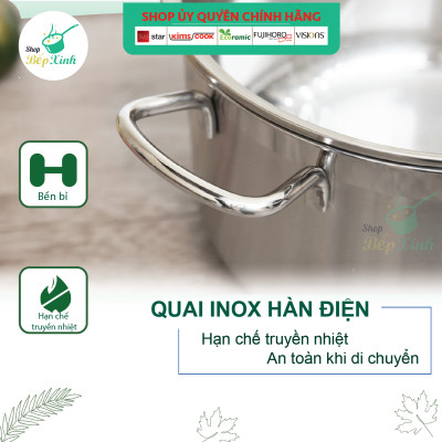 Bộ nồi inox Fivestar 3 đáy từ 18cm và 24cm nắp kính