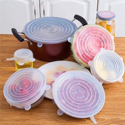 BỘ 6 NẮP ĐẬY THỰC PHẨM SILICONE - Màng Bọc Thực Phẩm Silicon Che Đậy Thức Ăn, Hoa Quả- HENRYSA