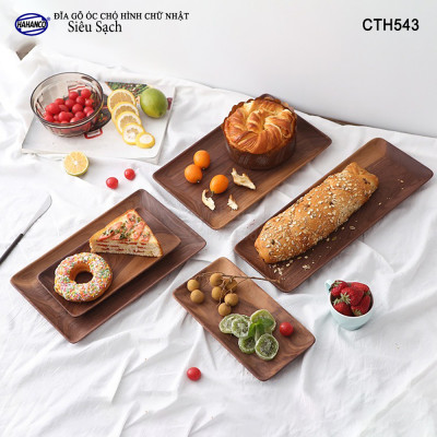 Đĩa Hình Chữ Nhật Dài Gỗ Óc Chó HAHANCO Nhập Khẩu Mỹ Nguyên Khối - hàng Xuất Khẩu Châu Âu - CTH543 - đựng đồ ăn/trang trí - đĩa bánh mì/trái cây/ bít tết/ pizza/ phụ kiện chụp ảnh, bày món ăn trong nhà hàng - Sang trọng trên bàn ăn
