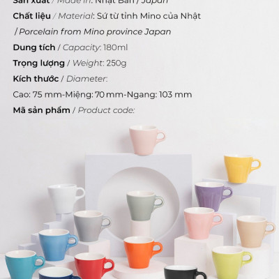 Ly sứ Origami Cappuccino Cup 180ml uống trà cà phê