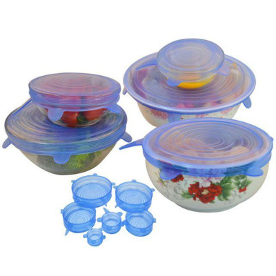 BỘ 6 NẮP ĐẬY THỰC PHẨM SILICONE - Màng Bọc Thực Phẩm Silicon Che Đậy Thức Ăn, Hoa Quả- HENRYSA