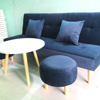 Bộ set sofa bed xanh dương đậm nhung Gvs2DvsB XDDN, sofa giường phòng khách