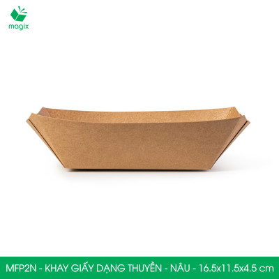 MFP2N - 16.5x11.5x4.5 cm - 100 khay giấy dáng thuyền đựng thức ăn, khay giấy đựng món tráng miệng