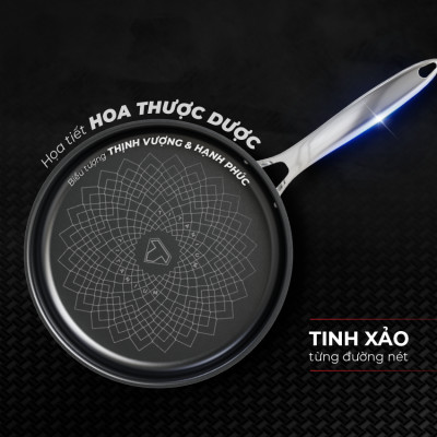 Chảo inox 3 lớp liền đáy chống dính Ultra Titanium Sunhouse STI18-26M - Hàng chính hãng