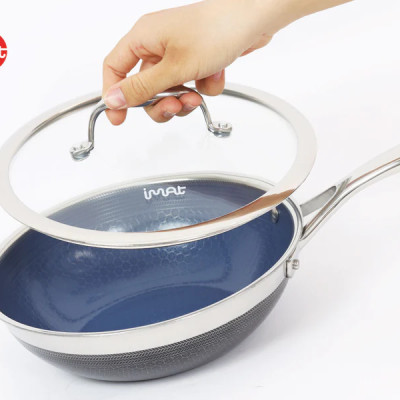 Bộ 5 nồi chảo iMat Hybrid Blackcube, phủ chống dính gốm - Ceramic lòng xanh