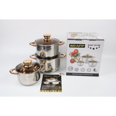 Bộ Nồi 3 Món Inox SRAPP SH-368 - Hàng Chính Hãng