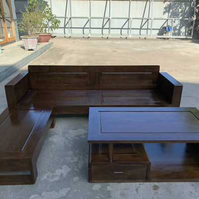 Bộ sofa gỗ sồi sơn màu Oak Juno Sofa 2m3, kèm đôn góc linh hoạt và Bàn trà gỗ