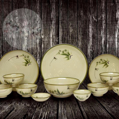 Bộ 12 Sản Phẩm Vẽ Lá Nâu Cao Cấp Gốm Sứ Bát Tràng