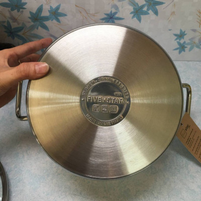 Nồi inox 304 5 đáy nắp kính Fivestar 24cm - Hàng chính hãng
