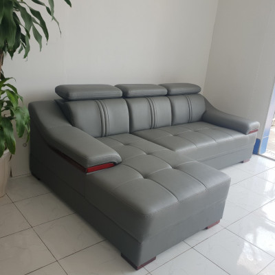 Ghế Sofa Da Hàn Quốc Cao Cấp Góc Chữ L _ An Toàn Người Dùng _ Màu Xám _ Size 2500 x 1600