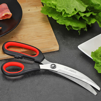 [HÀNG CHÍNH HÃNG]Kéo nhà bếp lưỡi cong dài 24.5cm, lưỡi kéo dài 10.2cm bằng thép không gỉ của GGOMi Hàn Quốc GG165