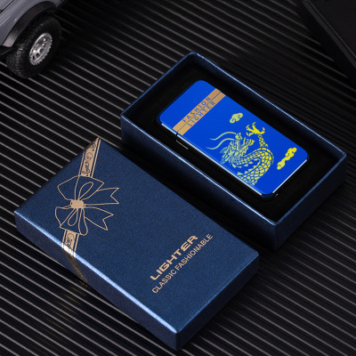 Vỏ Hột Quẹt Bật Lửa Khò Gas 1 Tia  WD-881 Có Đèn LED In Hình Rồng Cuộn 2 Mặt, Mèo Thần Tài - Nhiều Họa Tiết