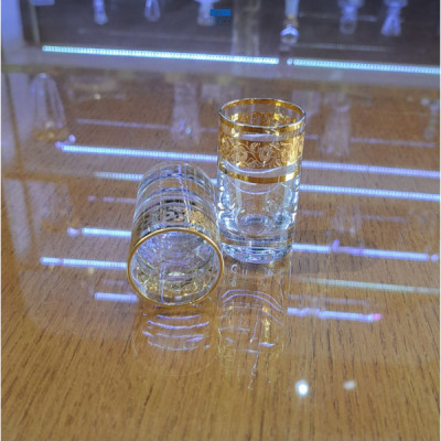 Bộ ly pha lê Tiệp cao cấp BOHEMIA 1239A, dung tích 35 ml, hoa tiết dây hoa mạ vàng, kiểu dáng sang trọng, hiện đại - Hàng chính hãng