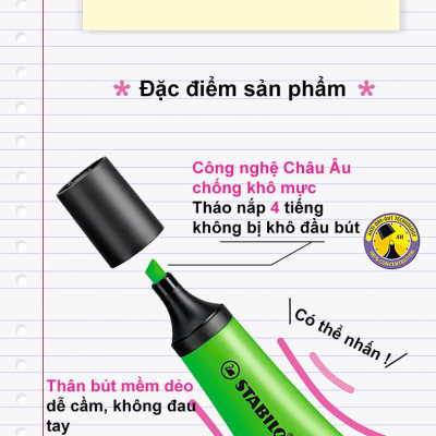 Hộp 10 Bút dạ quang STABILO NEON 72 - Hồng (56)
