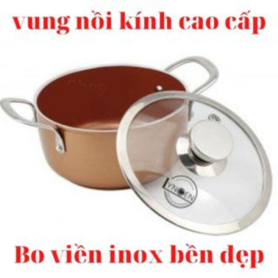 Nắp vung nồi chảo kính cường lực viền inox Lyncen xuất Nhật size 16/18/20/22/24/26/28/30cm 
