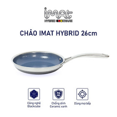 [Hàng chính hãng] Chảo chiên/ rán iMAT Hybrid Blackcube chống dính Ceramic lòng xanh mới size 26cm